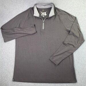 Free Fly Sweater Men's Size L‎ Gray 1/4 Zip Pullover Performance Bamboo Raglan